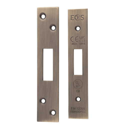 Forend Strike & Fixings - Eds/Lds - Square - Antique Brass