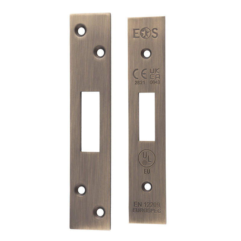 Forend Strike & Fixings - Eds/Lds - Square - Antique Brass