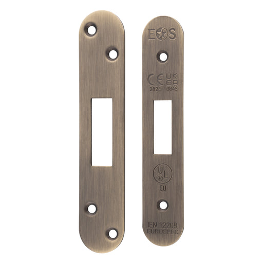 Forend Strike & Fixings - Eds/Lds - Radius - Antique Brass