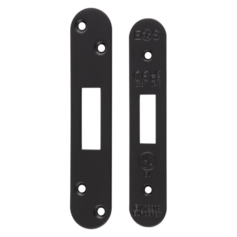 Forend Strike & Fixings - Eds/Lds - Radius - Matt Black