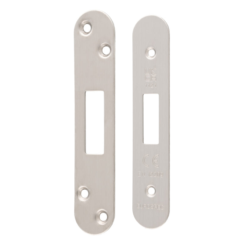 Forend Strike & Fixings - Eds/Lds - Radius - Satin Stainless Steel