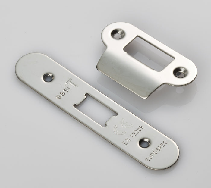 Forend Strike & Fixings - Fll - Radius - Bright Stainless Steel