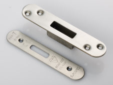 Forend Strike & Fixings - Edbl - Radius - Satin Stainless Steel