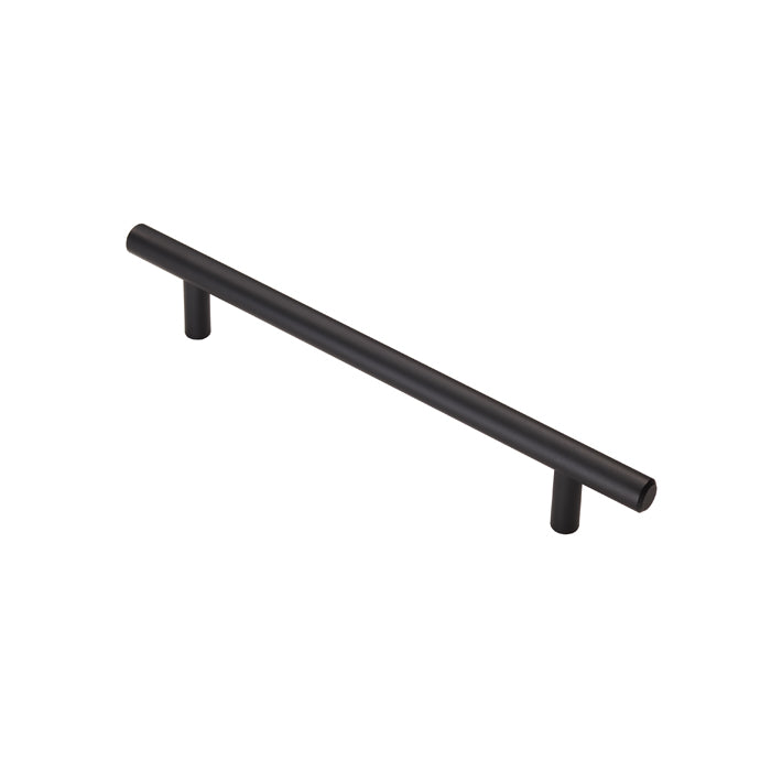 12Mm Dia. T-Bar Pull Handle - 160Mm C/C - Bolt Through Fixing - Matt Black 160mm c/c