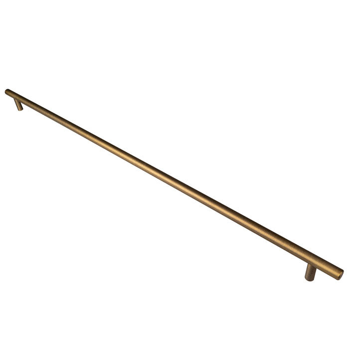 12Mm Dia. T-Bar Pull Handle - 608Mm C/C - Bolt Through Fixing - Antique Brass 608mm c/c