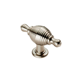 Reeded Knob With Finial Ends 70 X 26Mm - Satin Nickel 26 ( 46 )