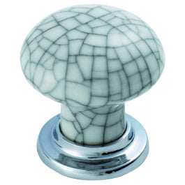 Porcelain Knob With Finished Base 35Mm - Polished Chrome/Matt Chrome 28 ( 37 )