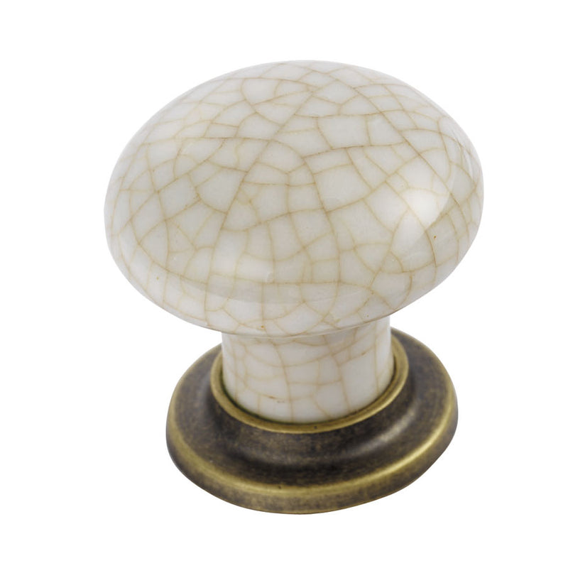 Porcelain Knob With Finished Base 35Mm - Florentine Bronze/Ivory Crackle Glaze 28 ( 37 )
