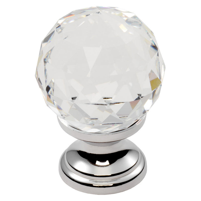 Crystal Faceted Knob With Finished Base 25Mm - Polished Chrome 18 ( 25 )