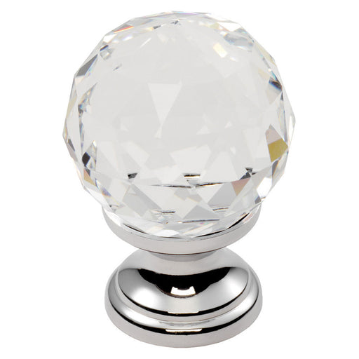 Crystal Faceted Knob With Finished Base 30Mm - Polished Chrome 30