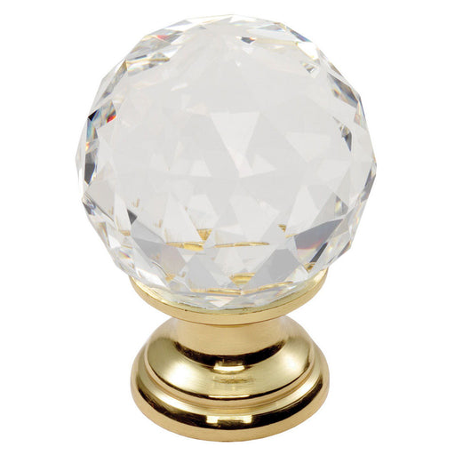 Crystal Faceted Knob With Finished Base 40Mm - Polished Brass 23 ( 40 )