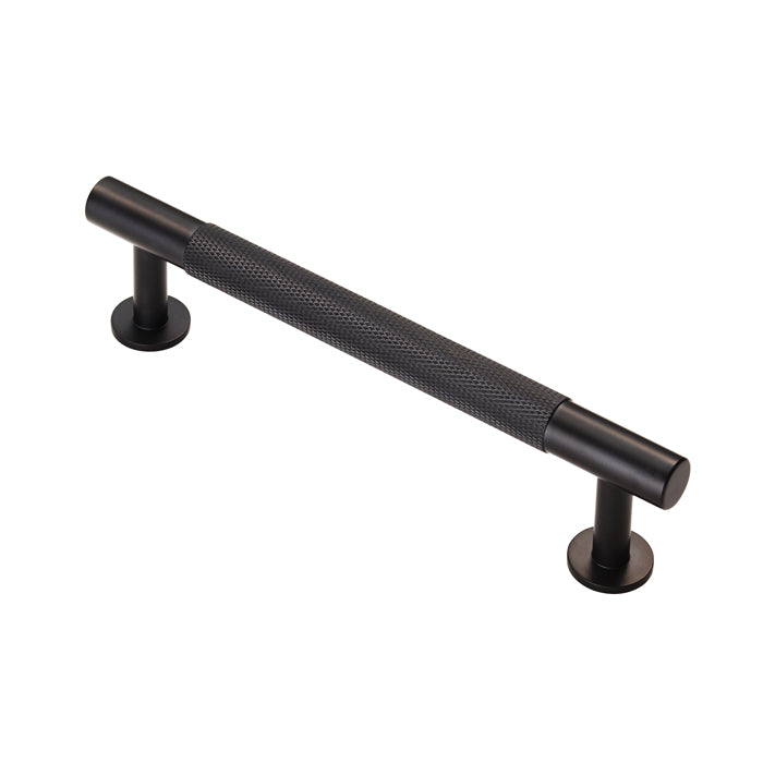 Knurled Cabinet Pull Handle 128Mm C/C - Matt Black