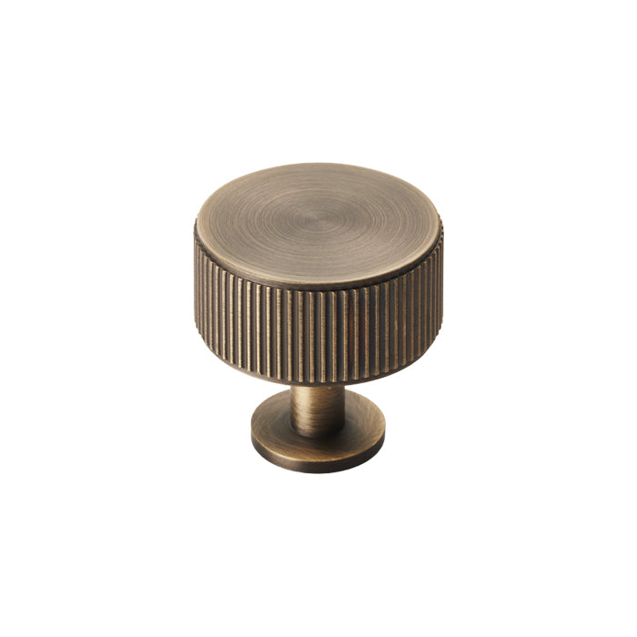 Lines Cabinet Radio Knob - Antique Brass