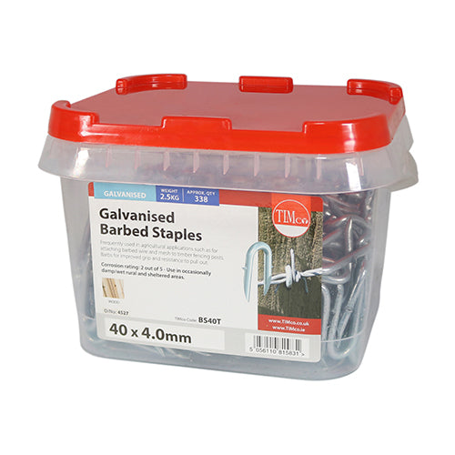 TIMCO Barbed Staples Galvanised — 2kg Tub