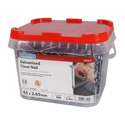 TIMCO Clout Nails Galvanised — 2kg Tub