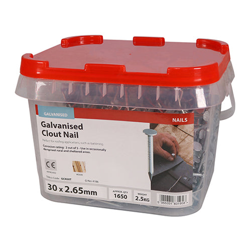 TIMCO Clout Nails Galvanised — 2kg Tub