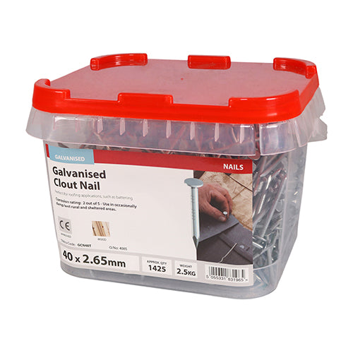 TIMCO Clout Nails Galvanised — 2kg Tub