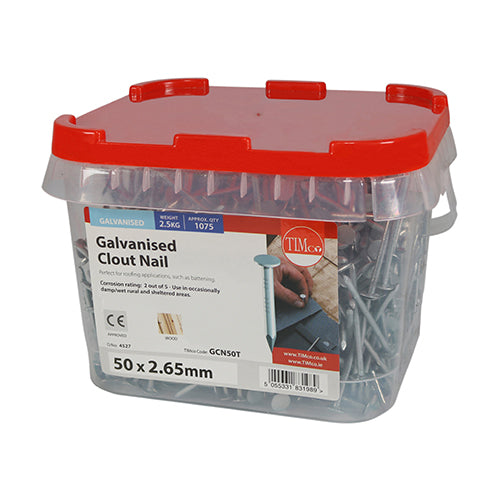 TIMCO Clout Nails Galvanised — 2kg Tub