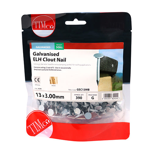 TIMCO Extra Large Head Clout Nails Galvanised — Small Bag