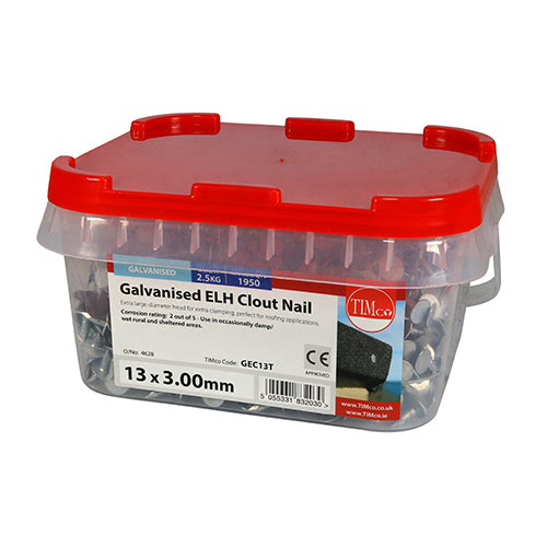 TIMCO Extra Large Head Clout Nails Galvanised — 2kg Tub