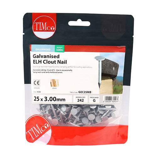 TIMCO Extra Large Head Clout Nails Galvanised — Small Bag