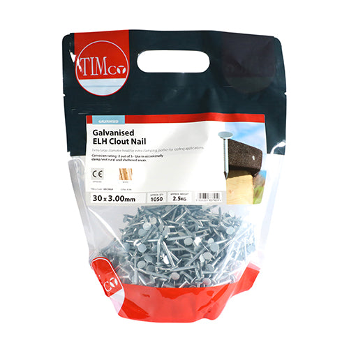 TIMCO Extra Large Head Clout Nails Galvanised — 2kg Bag
