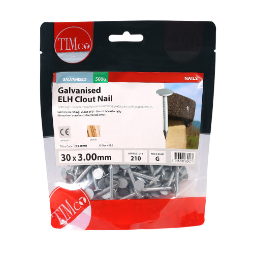 TIMCO Extra Large Head Clout Nails Galvanised — Small Bag