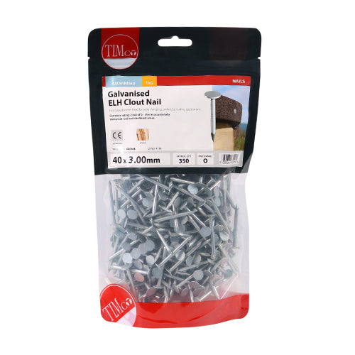 TIMCO Extra Large Head Clout Nails Galvanised — 1kg Bag
