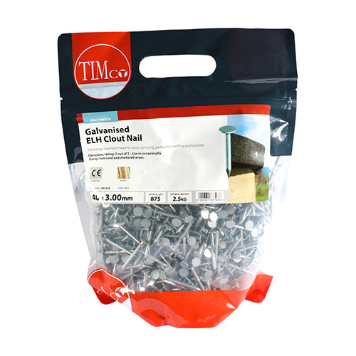 TIMCO Extra Large Head Clout Nails Galvanised — 2kg Bag