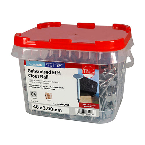 TIMCO Extra Large Head Clout Nails Galvanised — 2kg Tub