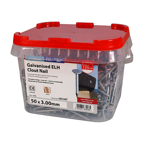 TIMCO Extra Large Head Clout Nails Galvanised — 2kg Tub