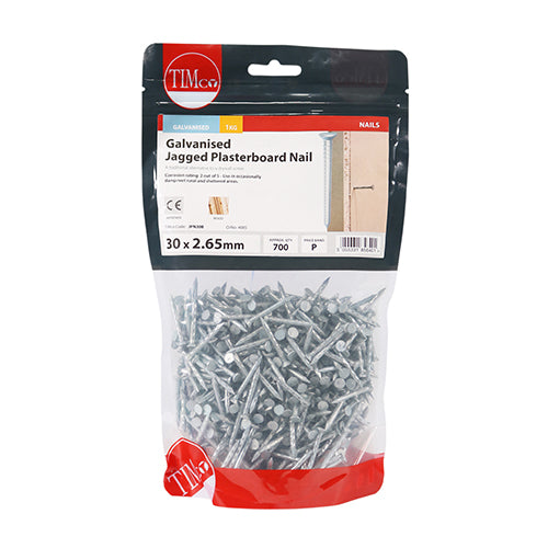 TIMCO Jagged Plasterboard Nails Galvanised — 1kg Bag