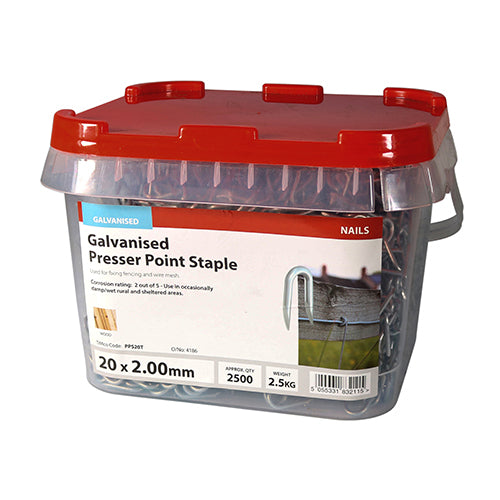 TIMCO Presser Point Staples Galvanised — 2kg Tub