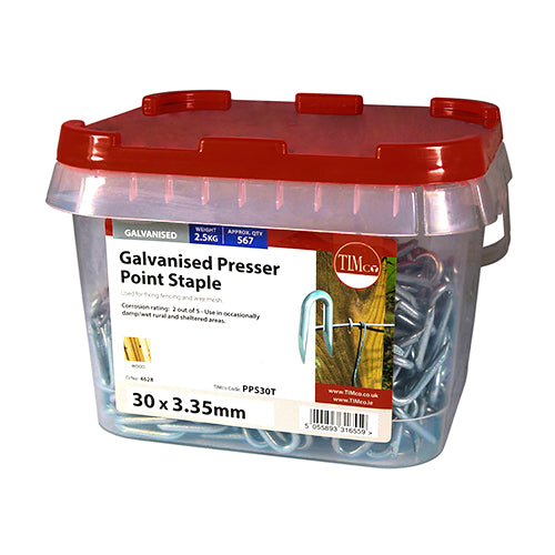 TIMCO Presser Point Staples Galvanised — 2kg Tub