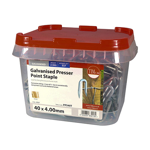 TIMCO Presser Point Staples Galvanised — 2kg Tub