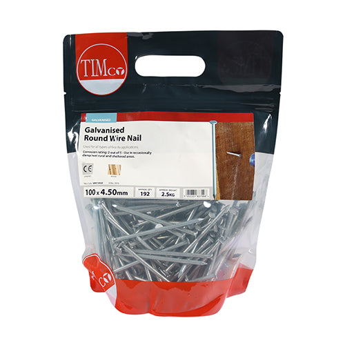TIMCO Round Wire Nails Galvanised — 2kg Bag