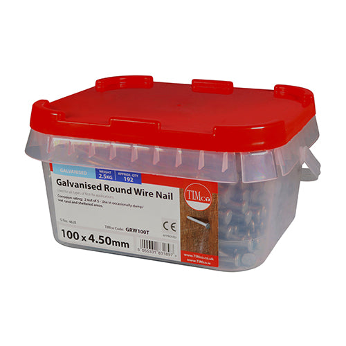 TIMCO Round Wire Nails Galvanised — 2kg Tub
