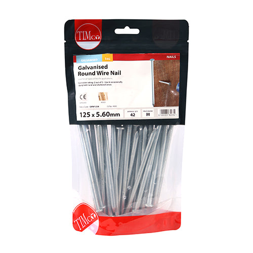 TIMCO Round Wire Nails Galvanised — 1kg Bag