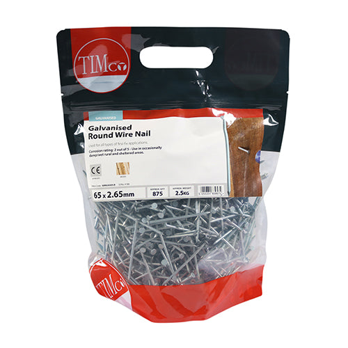 TIMCO Round Wire Nails Galvanised — 2kg Bag