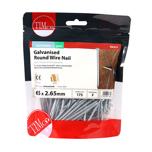 TIMCO Round Wire Nails Galvanised — Small Bag