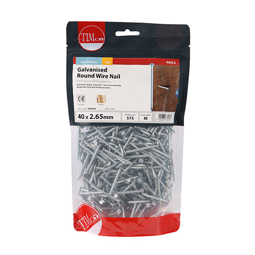 TIMCO Round Wire Nails Galvanised — 1kg Bag