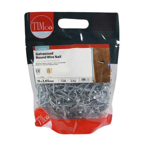 TIMCO Round Wire Nails Galvanised — 2kg Bag
