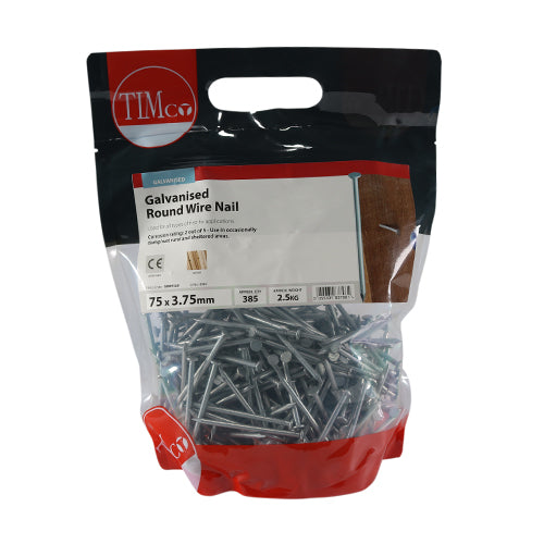 TIMCO Round Wire Nails Galvanised — 2kg Bag