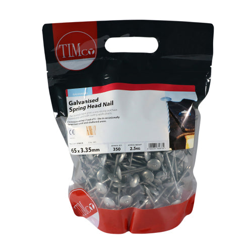 TIMCO Spring Head Nails Galvanised — 2kg Bag