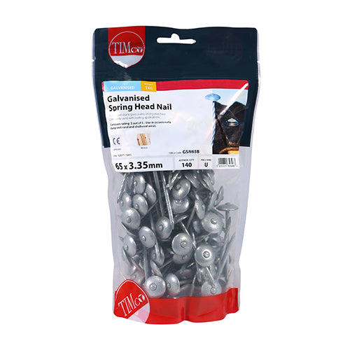 TIMCO Spring Head Nails Galvanised — 1kg Bag
