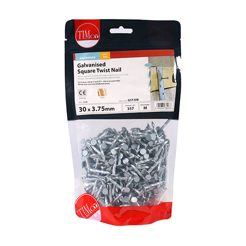 TIMCO Square Twist Nails Galvanised — 1kg Bag