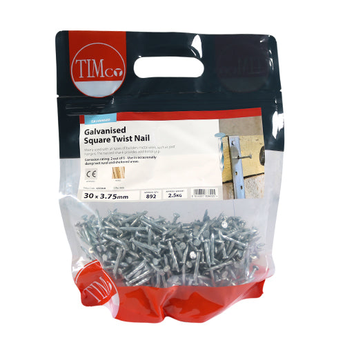 TIMCO Square Twist Nails Galvanised — 2kg Bag