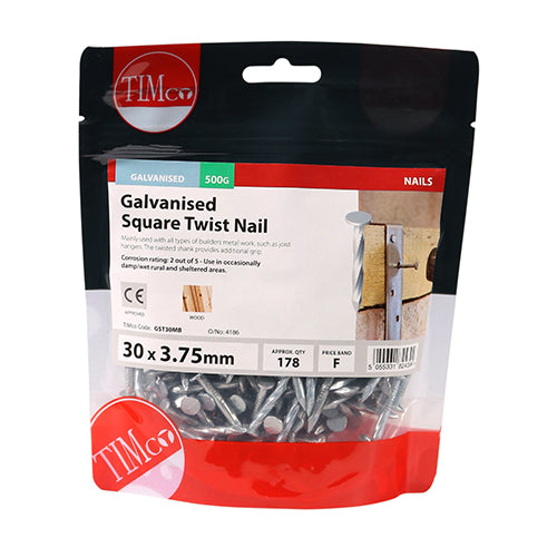 TIMCO Square Twist Nails Galvanised — Small Bag