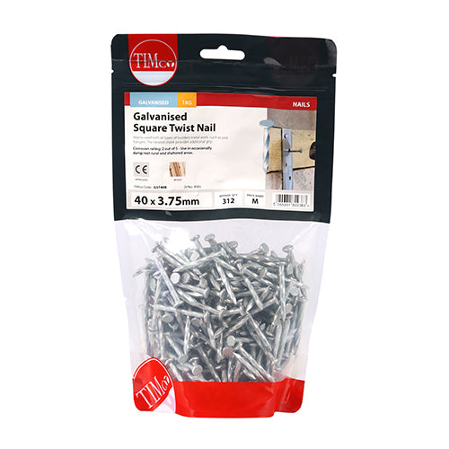 TIMCO Square Twist Nails Galvanised — 1kg Bag