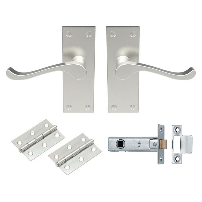 Contract Victorian Scroll Latch Pack - Satin Nickel 118 X 40